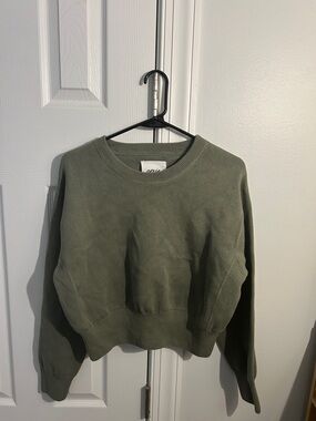 aerie cropped green crewneck
